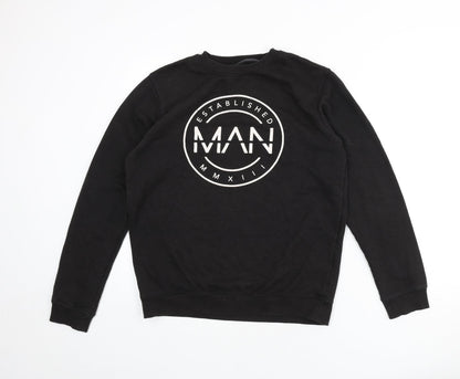 Mens UK Size L Boohoo Black Pullover Sweatshirt