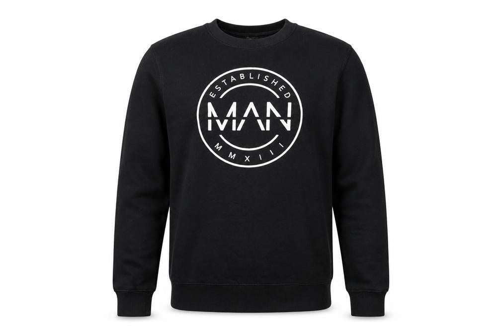 Mens UK Size L Boohoo Black Pullover Sweatshirt
