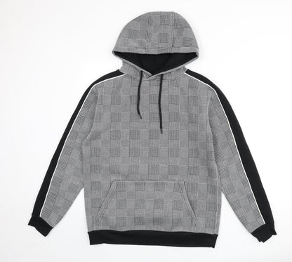 Brave Soul Womens Grey Houndstooth Polyester Pullover Hoodie Size S Pullover