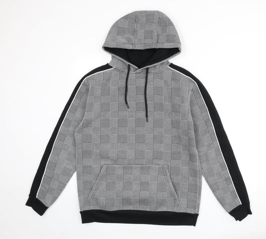 Brave Soul Womens Grey Houndstooth Polyester Pullover Hoodie Size S Pullover