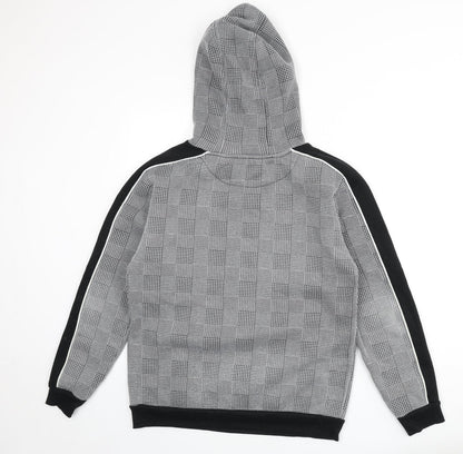 Brave Soul Womens Grey Houndstooth Polyester Pullover Hoodie Size S Pullover