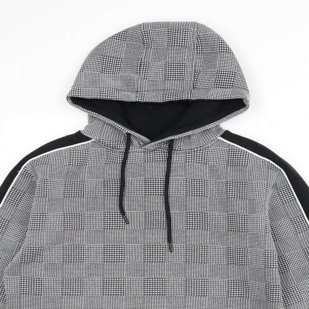 Brave Soul Womens Grey Houndstooth Polyester Pullover Hoodie Size S Pullover