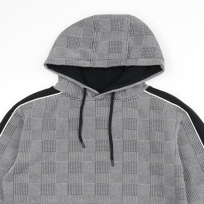 Brave Soul Womens Grey Houndstooth Polyester Pullover Hoodie Size S Pullover