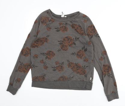 VANS Womens Grey Floral Cotton Pullover Sweatshirt Size S Pullover