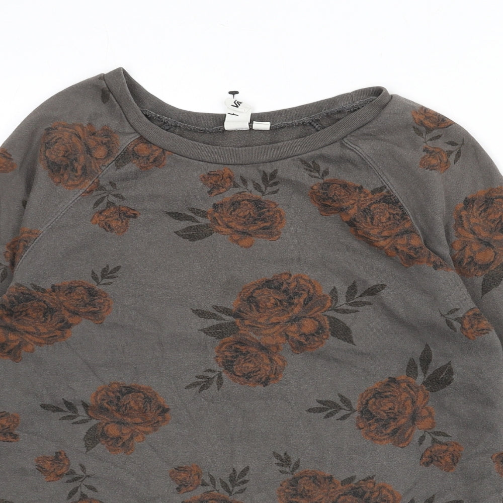 VANS Womens Grey Floral Cotton Pullover Sweatshirt Size S Pullover