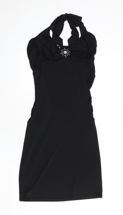 Morgan Womens Black Polyester Bodycon Size M Halter Tie