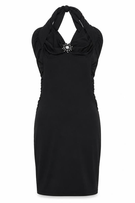 Morgan Womens Black Polyester Bodycon Size M Halter Tie
