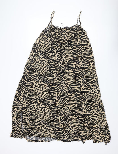 Marks and Spencer Womens Brown Animal Print Viscose A-Line Size 10 Scoop Neck Pullover - Tiger Print
