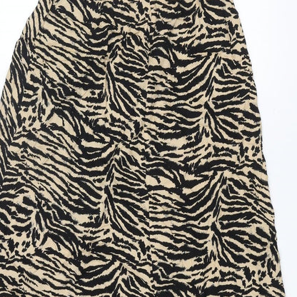 Marks and Spencer Womens Brown Animal Print Viscose A-Line Size 10 Scoop Neck Pullover - Tiger Print
