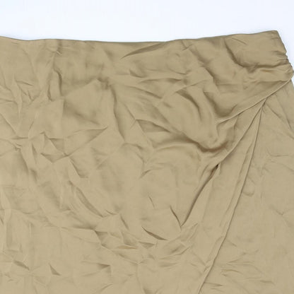 Marks and Spencer Womens Brown Polyester Straight & Pencil Skirt Size 22 Zip - Rouched Wrap Style