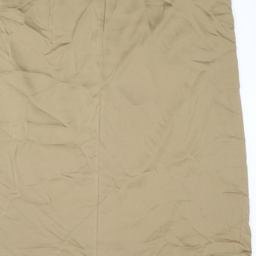 Marks and Spencer Womens Brown Polyester Straight & Pencil Skirt Size 22 Zip - Rouched Wrap Style