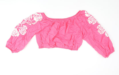 Womens UK Size 18 Marks and Spencer Pink Cropped Blouse