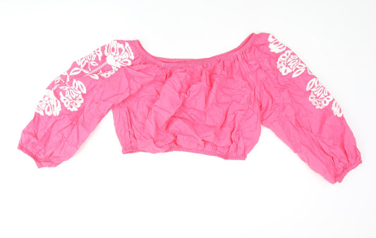 Womens UK Size 18 Marks and Spencer Pink Cropped Blouse