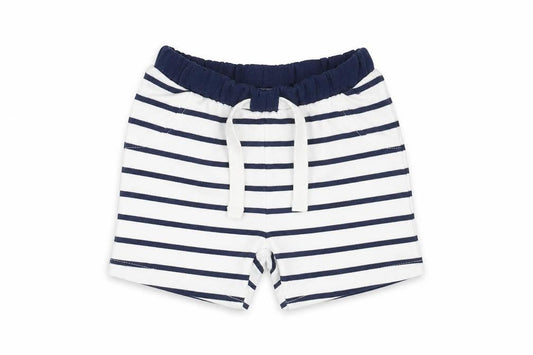 Marks and Spencer Boys White Striped Cotton Cropped Trousers Size 0-3 Months Drawstring