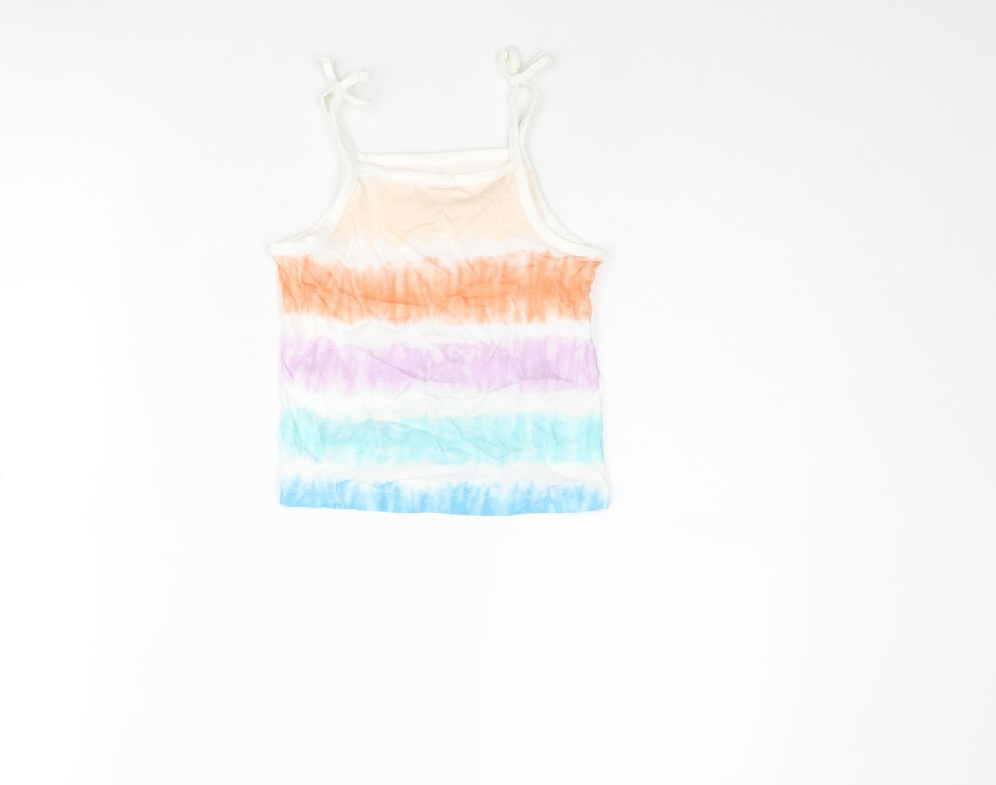 Marks and Spencer Girls Multicoloured Geometric Cotton Basic Tank Size 2-3 Years Square Neck Pullover - Tie Dye
