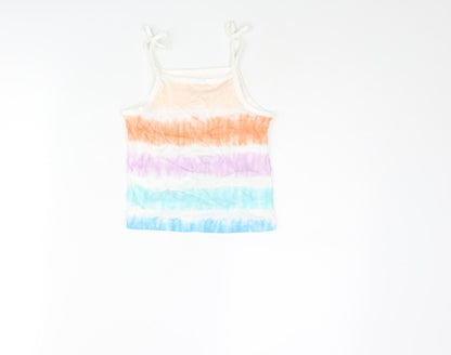 Marks and Spencer Girls Multicoloured Geometric Cotton Basic Tank Size 2-3 Years Square Neck Pullover - Tie Dye