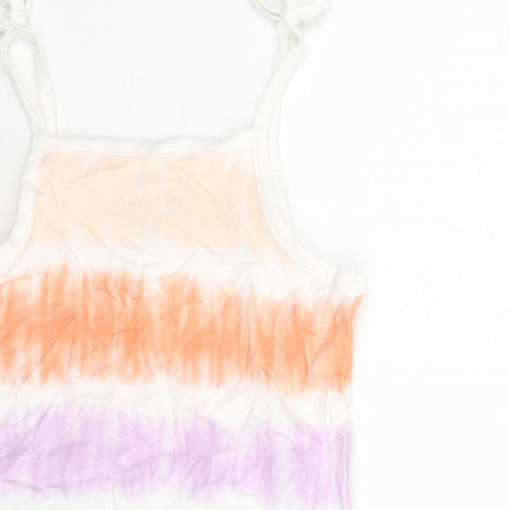 Marks and Spencer Girls Multicoloured Geometric Cotton Basic Tank Size 2-3 Years Square Neck Pullover - Tie Dye