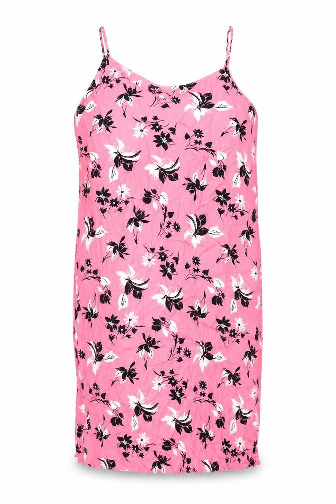 Marks and Spencer Womens Pink Floral Viscose Shift Size 14 Scoop Neck Pullover - Side Slits
