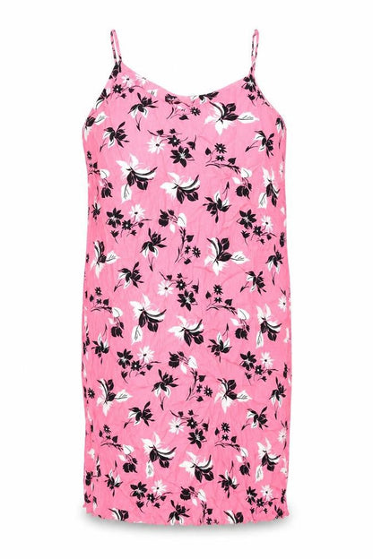 Marks and Spencer Womens Pink Floral Viscose Shift Size 14 Scoop Neck Pullover - Side Slits