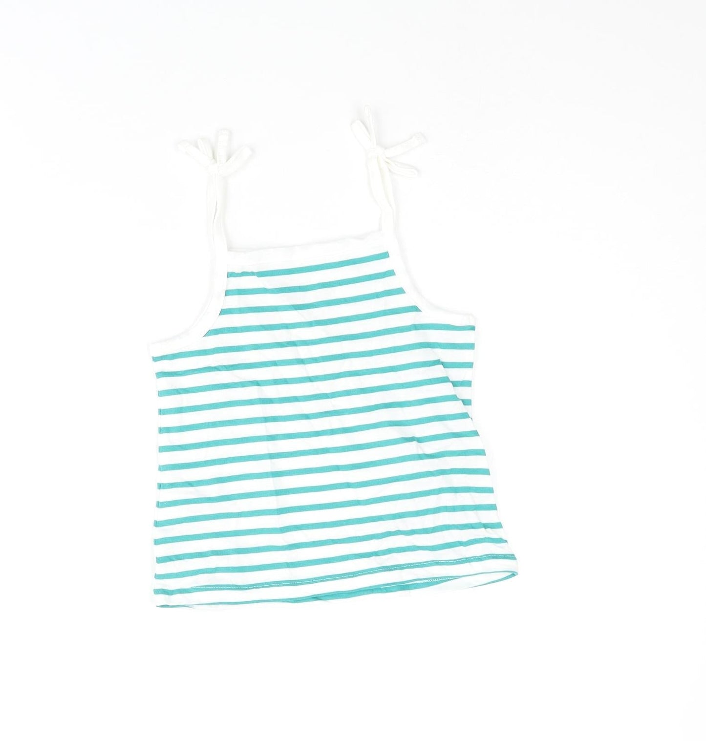 Marks and Spencer Girls Blue Striped Cotton Basic Tank Size 2-3 Years Square Neck Pullover - Embroidered Heart