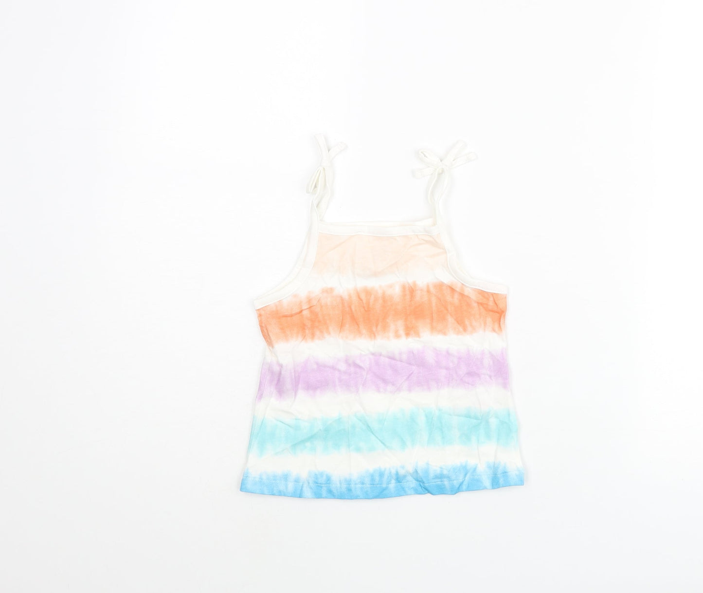 Marks and Spencer Girls Multicoloured Geometric Cotton Basic Tank Size 2-3 Years Square Neck Pullover - Tie Dye