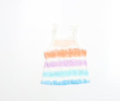 Marks and Spencer Girls Multicoloured Geometric Cotton Basic Tank Size 2-3 Years Square Neck Pullover - Tie Dye