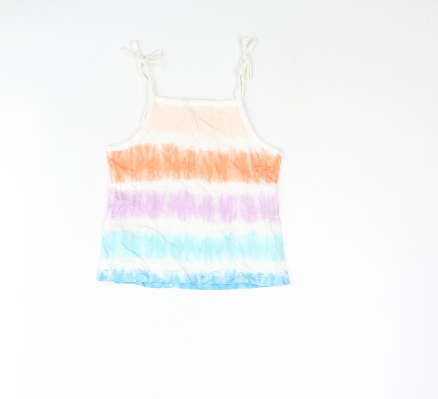 Marks and Spencer Girls Multicoloured Geometric Cotton Basic Tank Size 2-3 Years Square Neck Pullover - Tie Dye