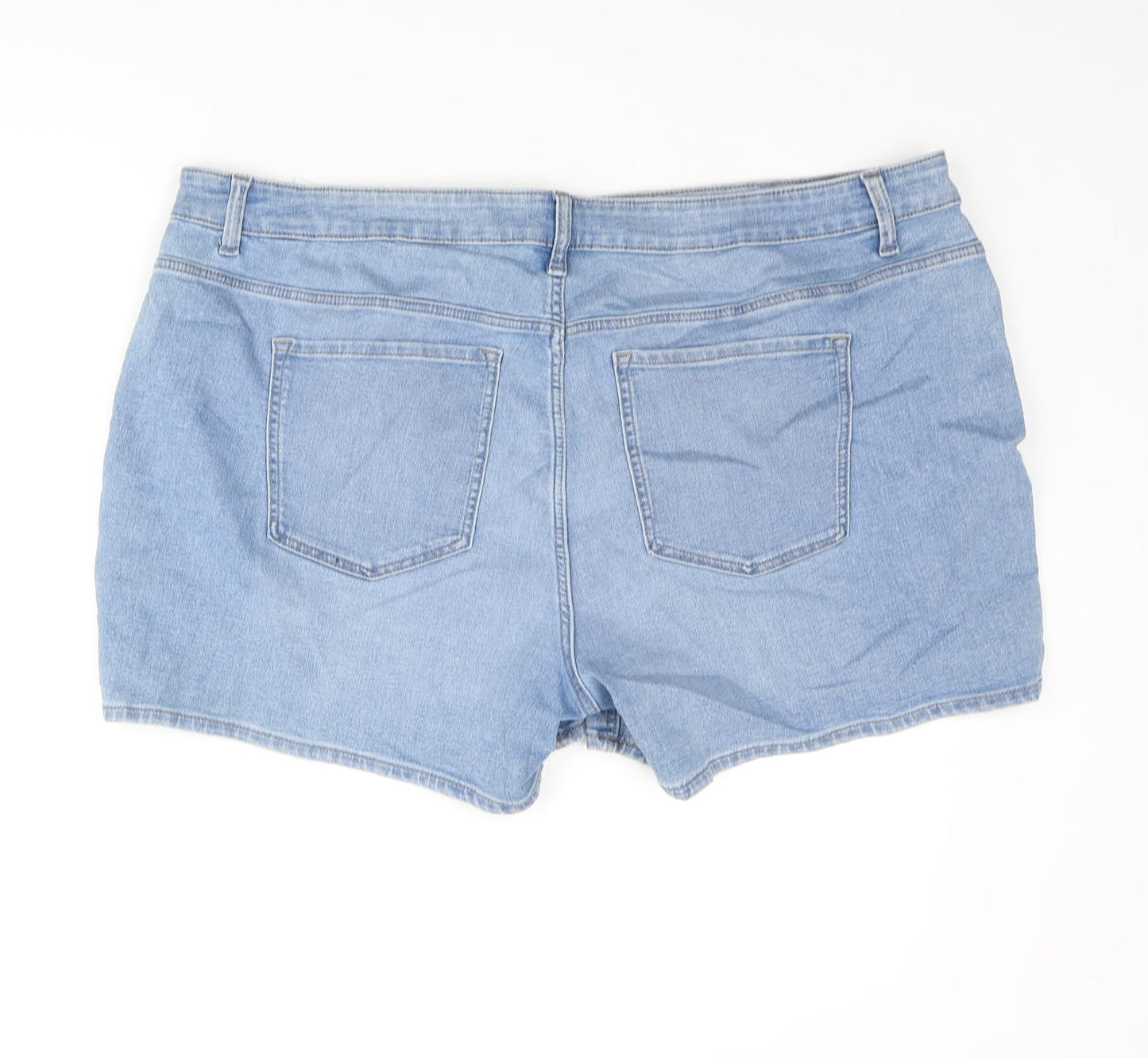 Marks and Spencer Womens Blue Cotton Basic Shorts Size 24 L4 in Regular Zip