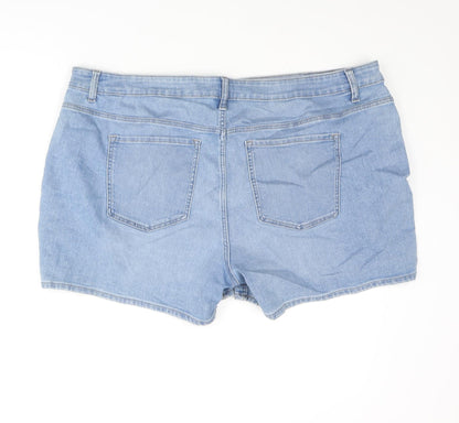 Marks and Spencer Womens Blue Cotton Basic Shorts Size 24 L4 in Regular Zip