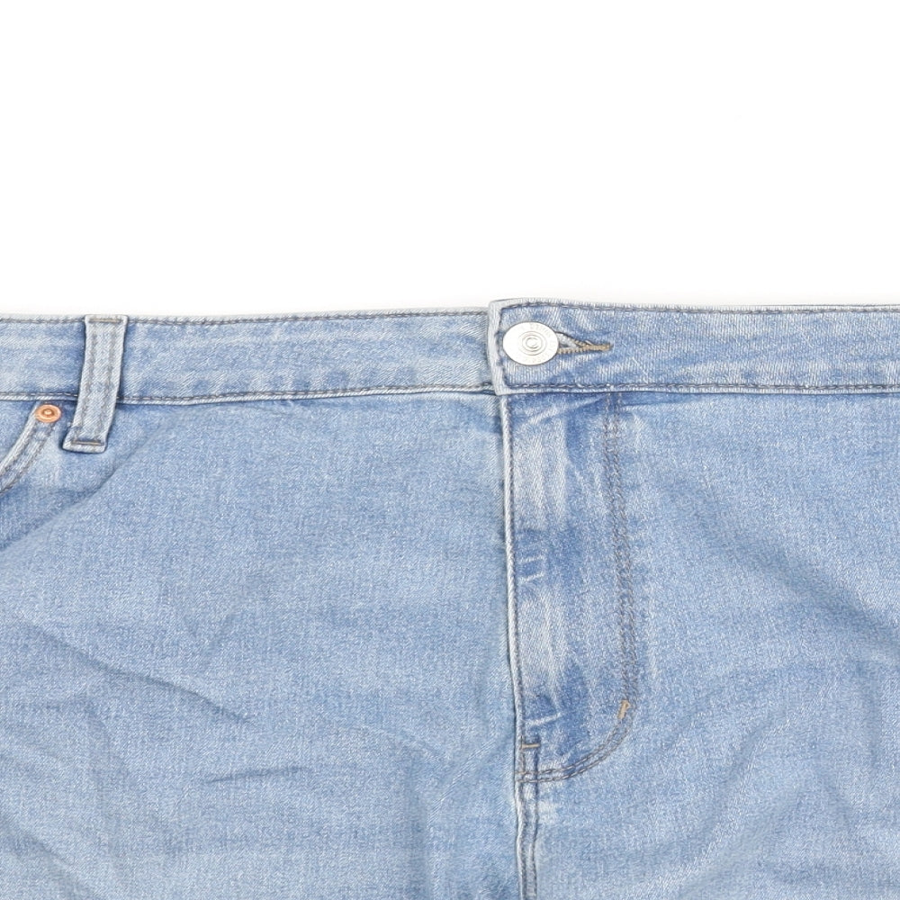 Marks and Spencer Womens Blue Cotton Basic Shorts Size 24 L4 in Regular Zip