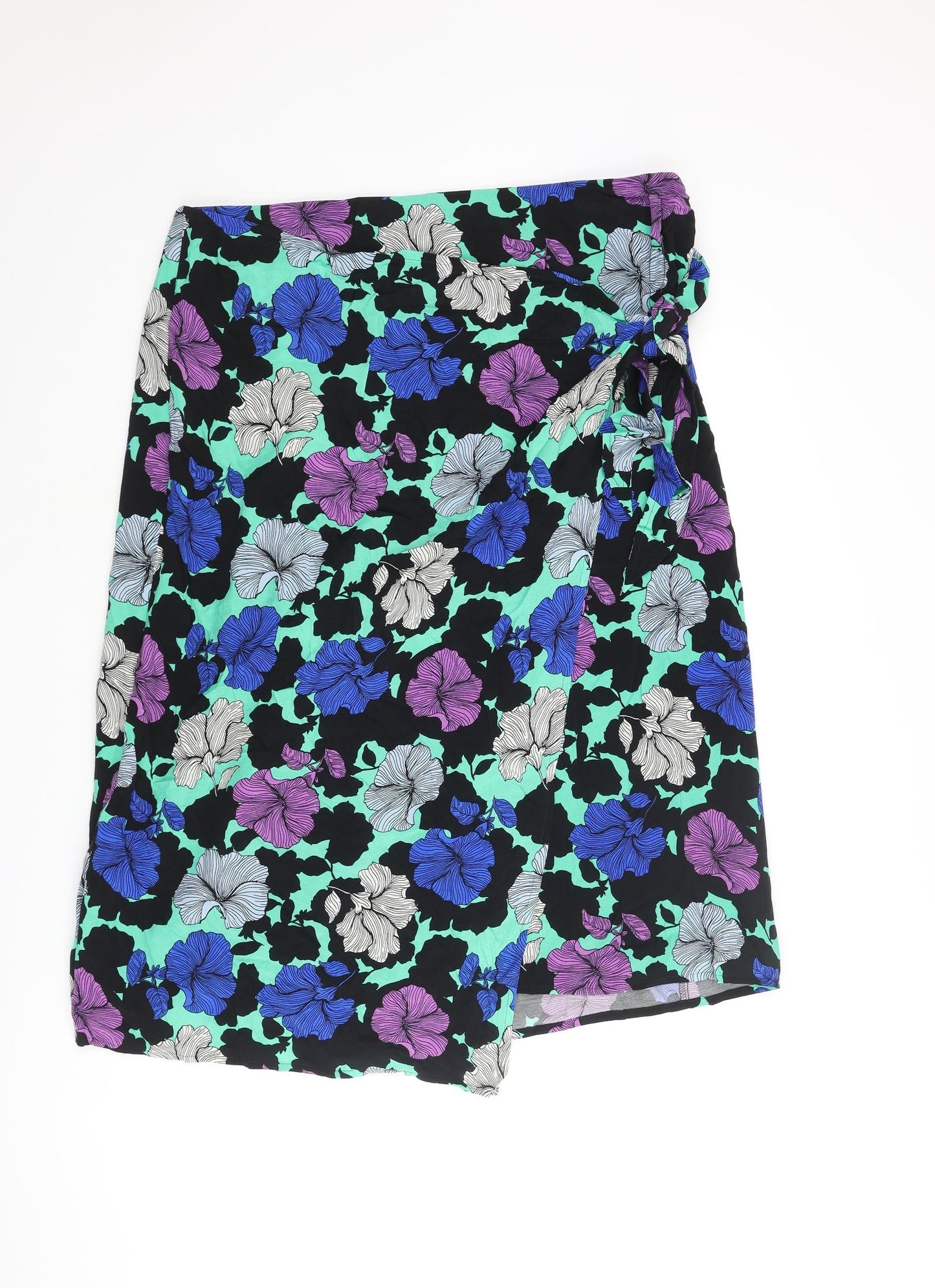 Marks and Spencer Womens Multicoloured Fair Isle Cupro Wrap Skirt Size 20 Zip