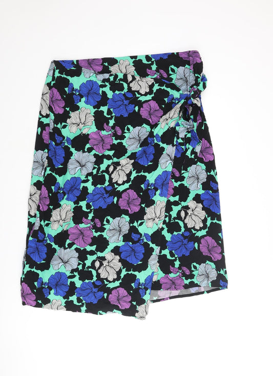 Marks and Spencer Womens Multicoloured Fair Isle Cupro Wrap Skirt Size 20 Zip