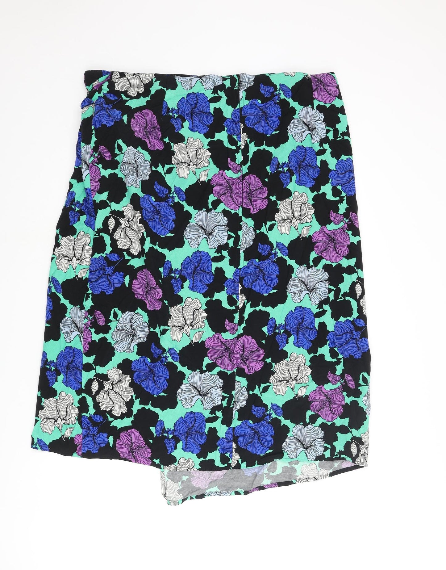 Marks and Spencer Womens Multicoloured Fair Isle Cupro Wrap Skirt Size 20 Zip