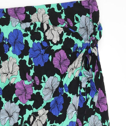 Marks and Spencer Womens Multicoloured Fair Isle Cupro Wrap Skirt Size 20 Zip