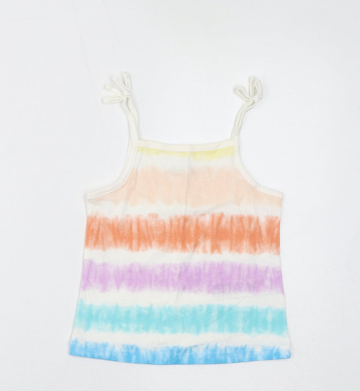 Additional front view of Marks & Spencer girls’ multicoloured geometric cotton basic tank, years square neck pullover
