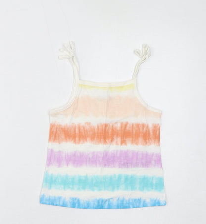 Additional front view of Marks & Spencer girls’ multicoloured geometric cotton basic tank, years square neck pullover