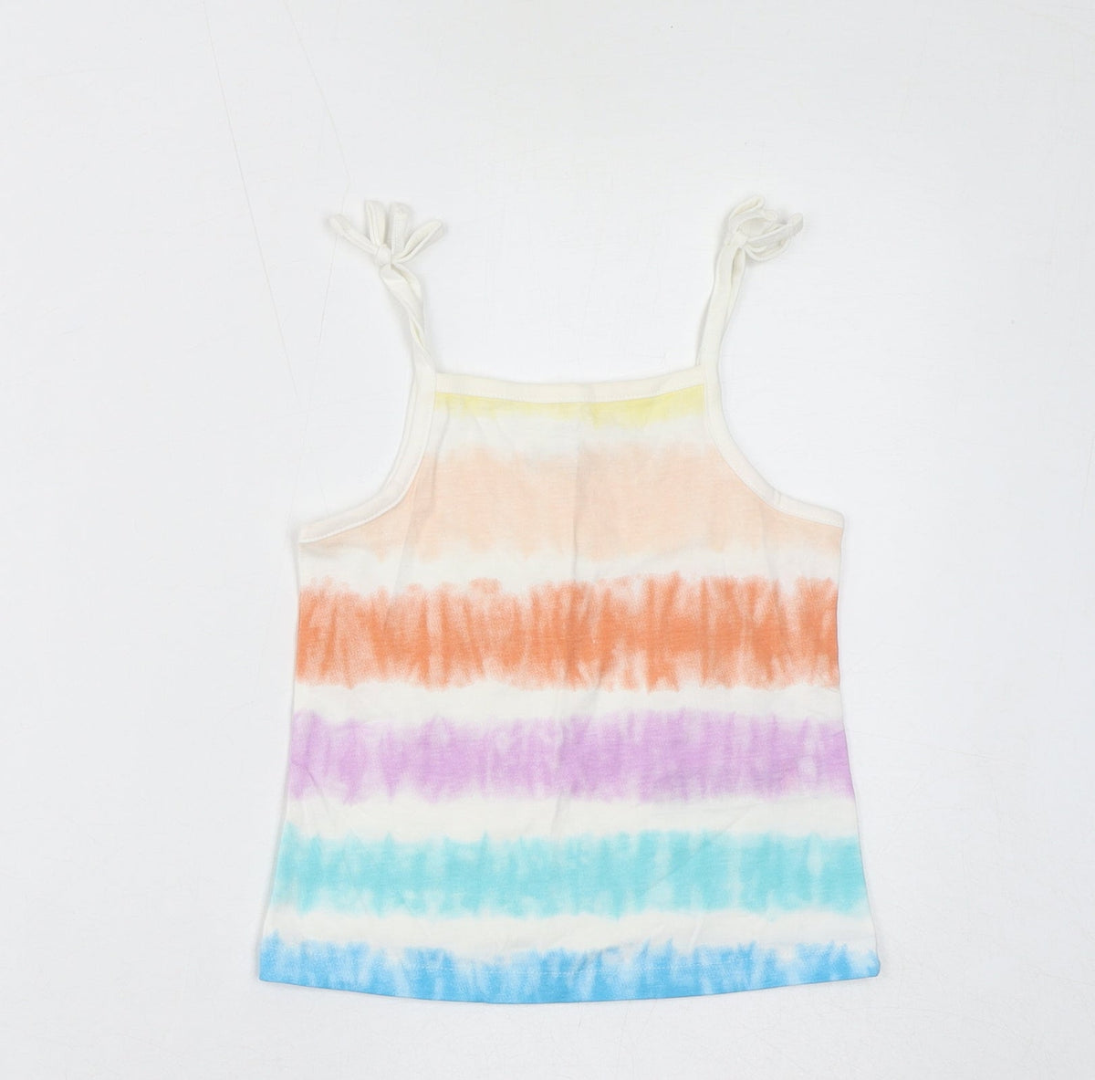 Back view of Marks & Spencer girls’ multicoloured geometric cotton basic tank, size 3-4, years square neck pullover