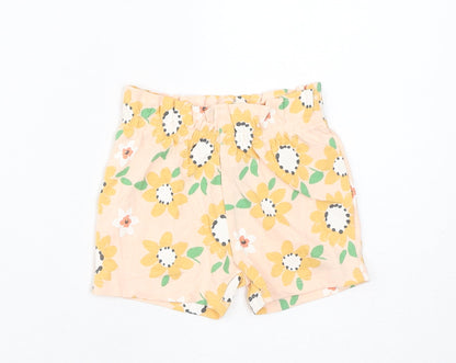 Marks and Spencer Baby Pink Floral Cotton Cropped Trousers Size 6-9 Months Pullover