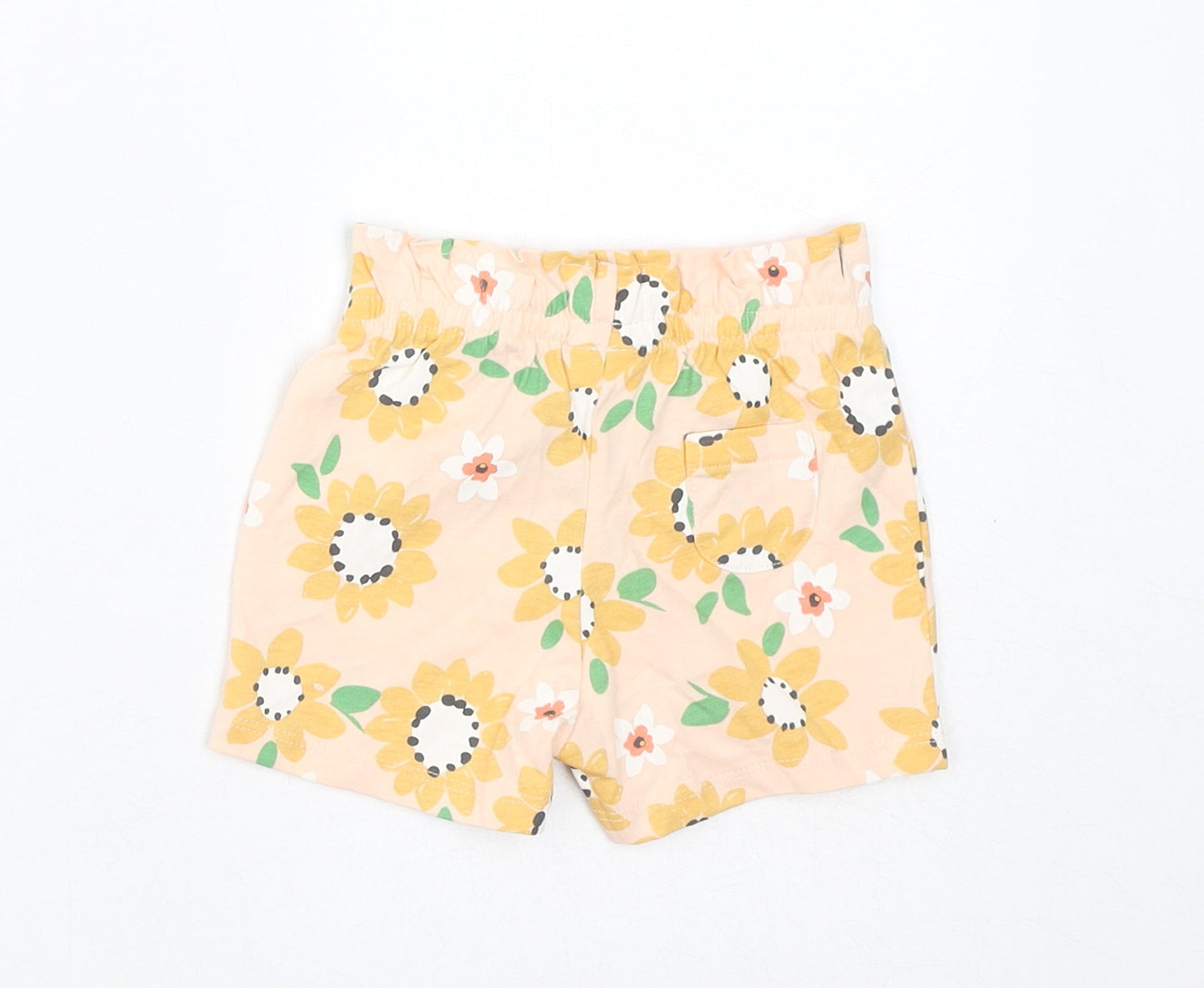 Marks and Spencer Baby Pink Floral Cotton Cropped Trousers Size 6-9 Months Pullover