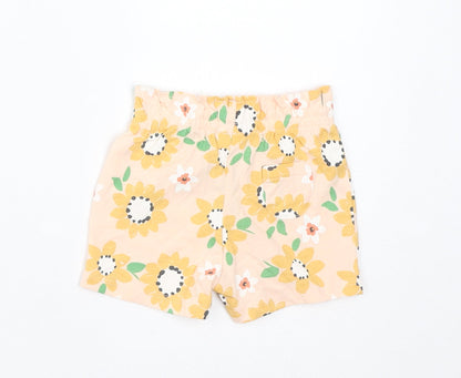 Marks and Spencer Baby Pink Floral Cotton Cropped Trousers Size 6-9 Months Pullover