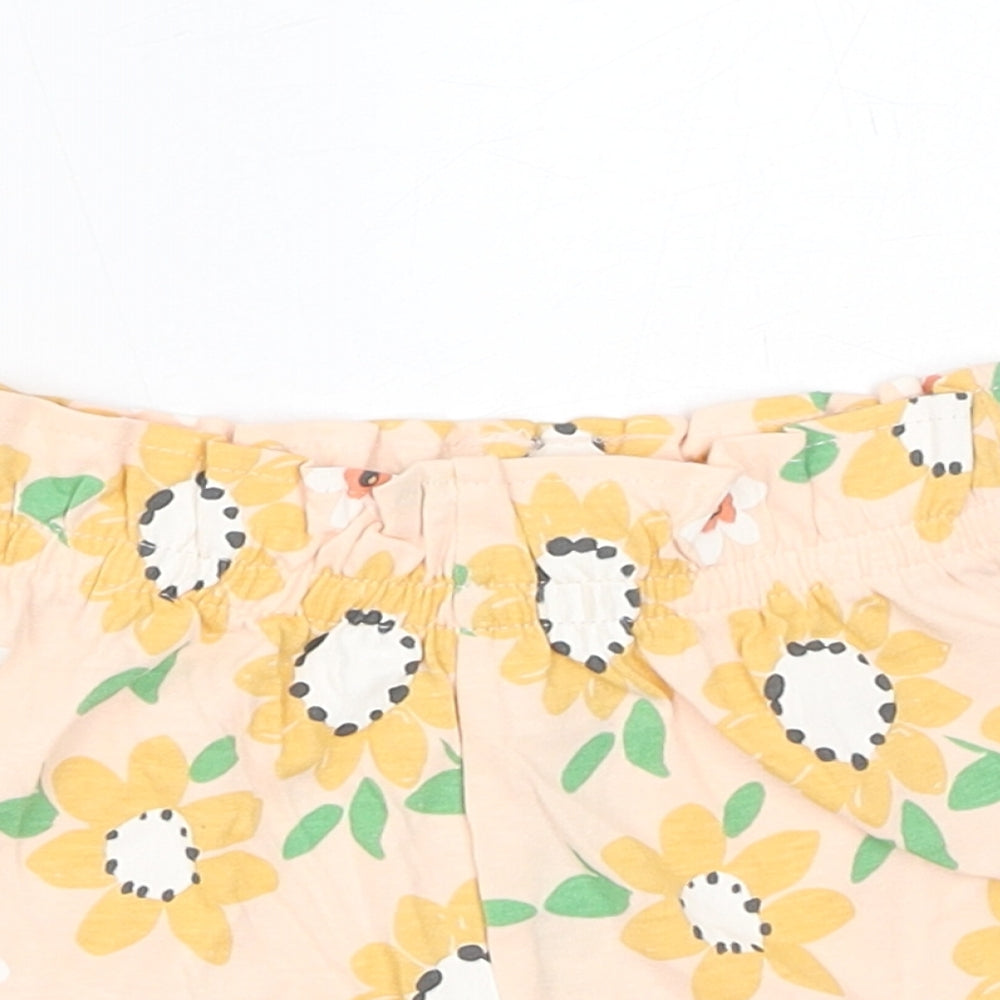 Marks and Spencer Baby Pink Floral Cotton Cropped Trousers Size 6-9 Months Pullover