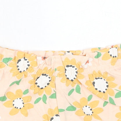 Marks and Spencer Baby Pink Floral Cotton Cropped Trousers Size 6-9 Months Pullover
