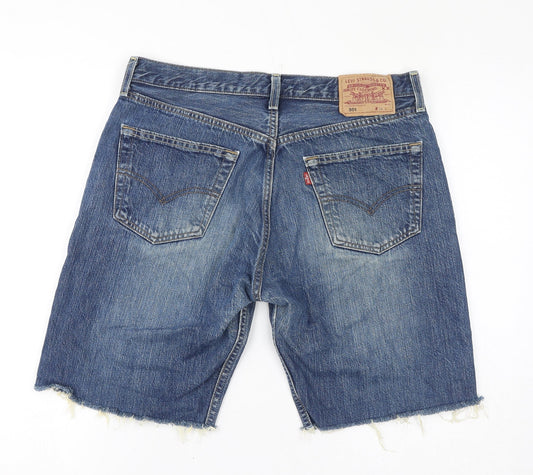 Levi's Womens Blue Cotton Cut-Off Shorts Size 34 in L9 in Regular Button - Distressed