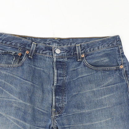 Levi's Womens Blue Cotton Cut-Off Shorts Size 34 in L9 in Regular Button - Distressed