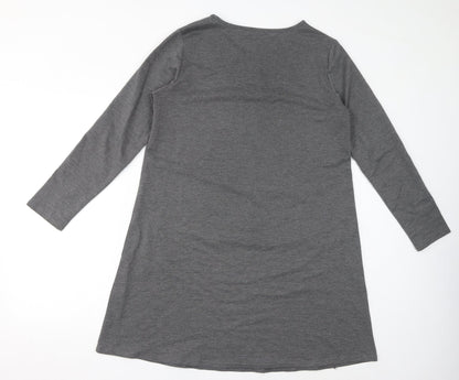 Zanzea Womens Grey Polyester A-Line Size L Round Neck Pullover