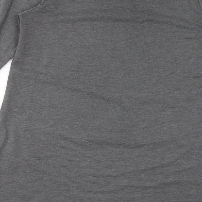 Zanzea Womens Grey Polyester A-Line Size L Round Neck Pullover