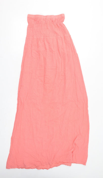 Jane Norman Womens Pink Cotton Maxi Size 8 Off the Shoulder Pullover