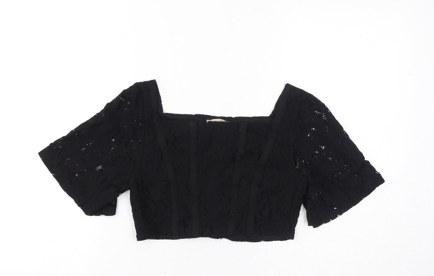 Womens UK Size S Zara Black Cropped T-Shirt