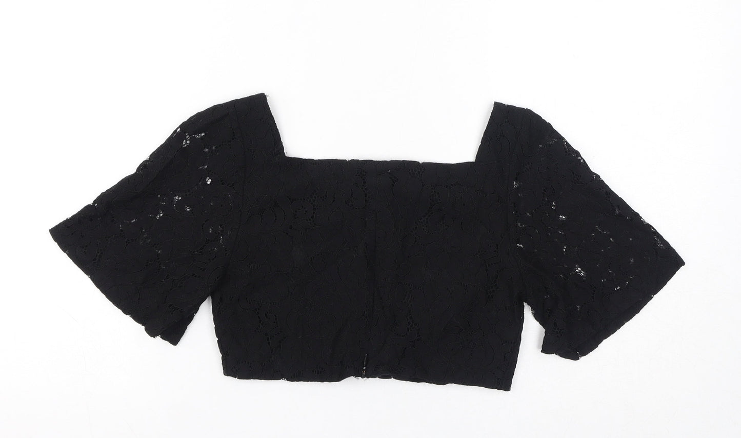Womens UK Size S Zara Black Cropped T-Shirt