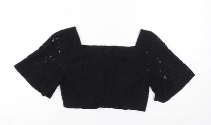 Womens UK Size S Zara Black Cropped T-Shirt